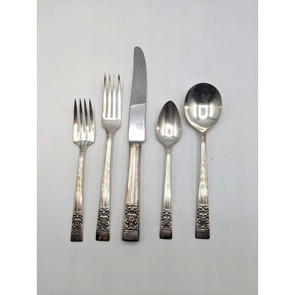 Oneida Coronation Community Silverplate Flatware 5 Piece Place Setting Vtg - Picture 2 of 6